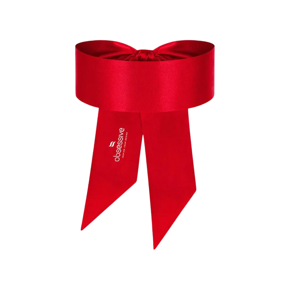 Rød satin sløjfe fra Obsessive designet som sensuelt kropsaccessory. Perfekt til romantiske anledninger eller gaveindpakning af kroppen, med bredt bånd og elegant finish for et frækt, stilrent look.