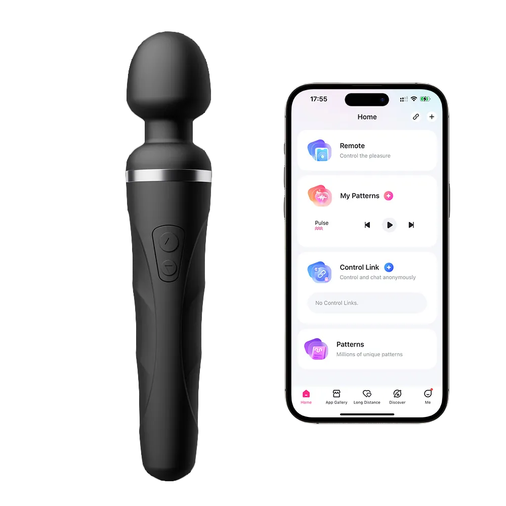 Lovense Domi 2 ved siden af Lovense Remote-appen til appstyring