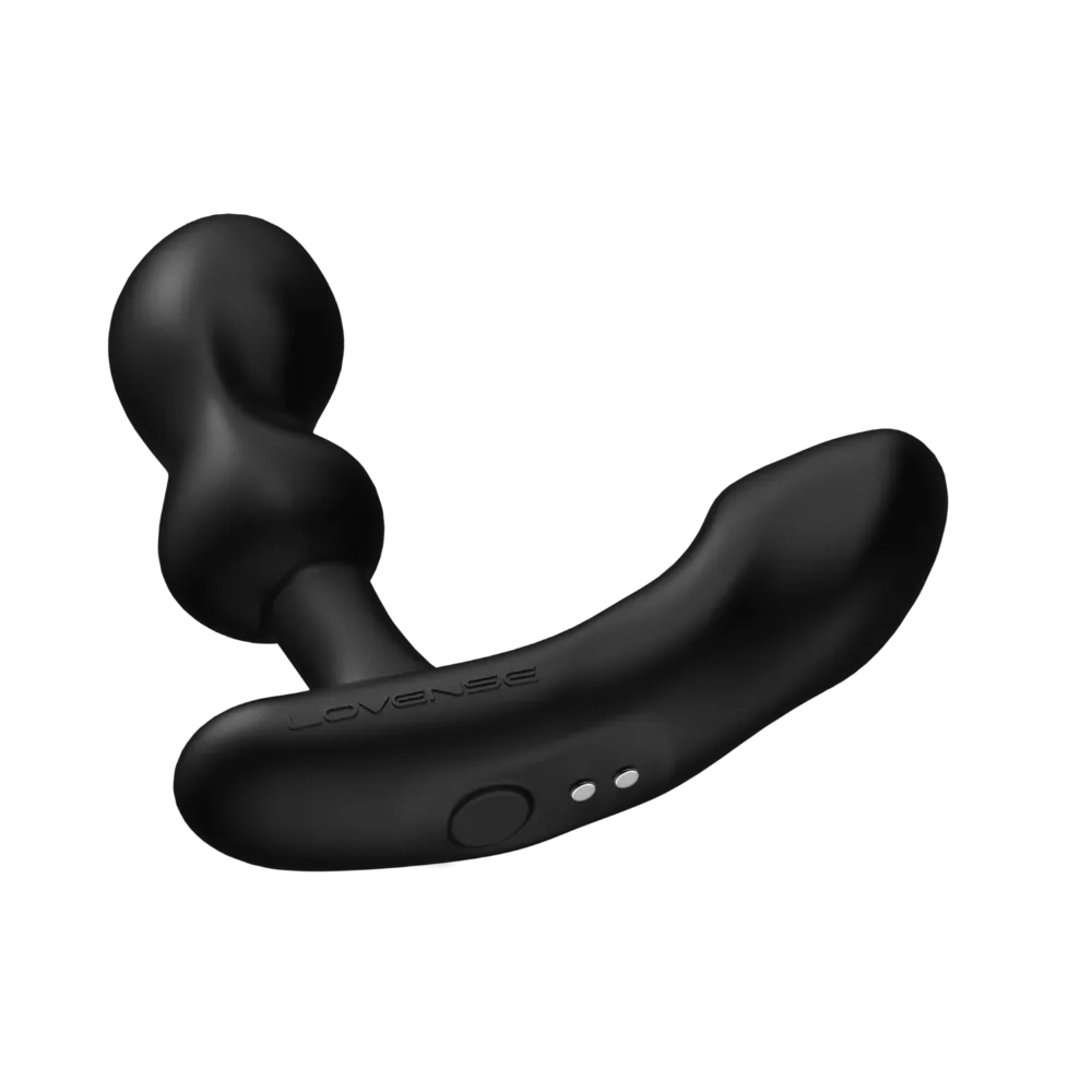 Lovense Edge 2 prostata vibrator til mænd i sort med tydelig opladningsport og knap. Eksklusivt app-styret sexlegetøj i silikone, designet til intens og præcis nydelse med dobbelte motorer.