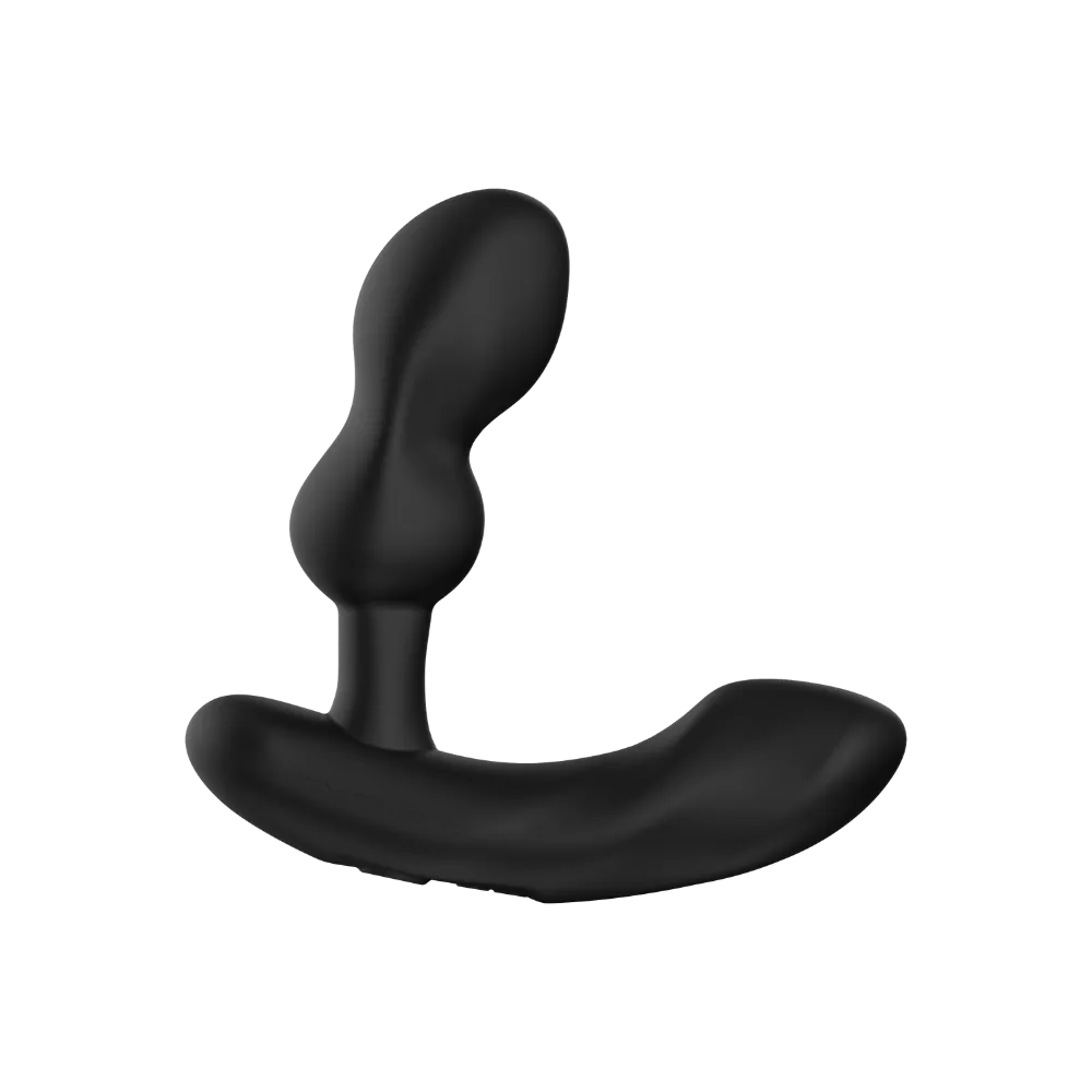 Lovense Edge 2 prostata vibrator til mænd i sort set fra siden. Fremstillet i medicinsk silikone med ergonomisk pasform, to vibrationsmotorer og app-styring – skabt til målrettet og dyb stimulering.