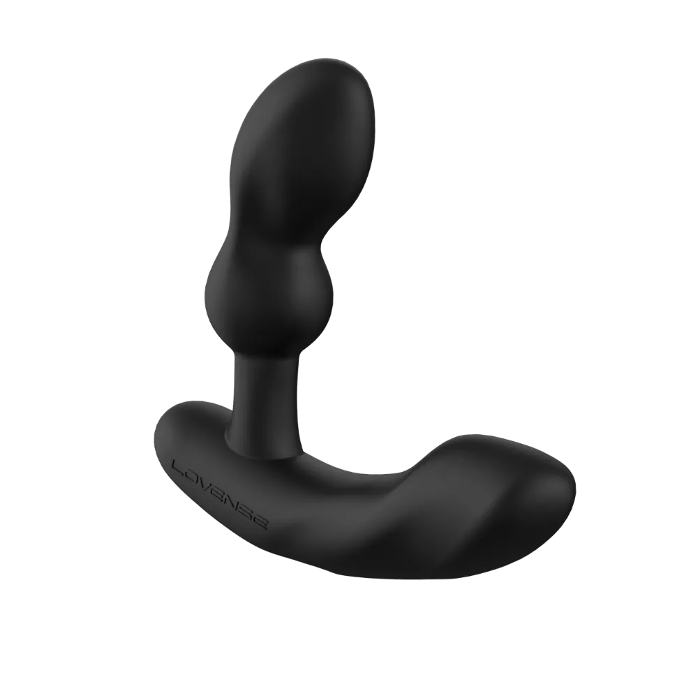 Lovense Edge 2 sort prostata vibrator med buet og justerbar hals. Kraftfuldt sexlegetøj til mænd med to motorer, der stimulerer både prostata og perineum, app-styret for skræddersyet og intens nydelse.