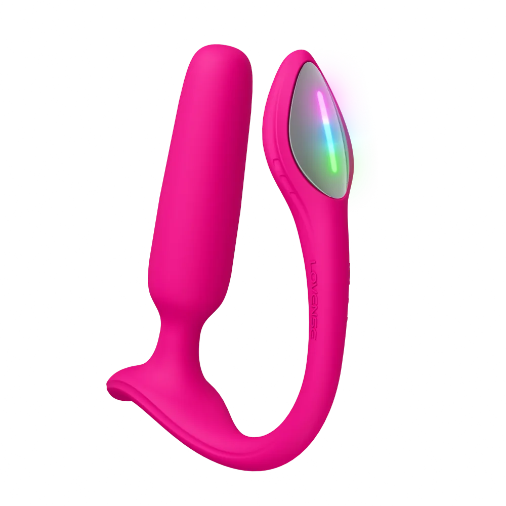 Lovense Lush Anal appstyret analvibrator i pink vist sammen med Lovense Remote app