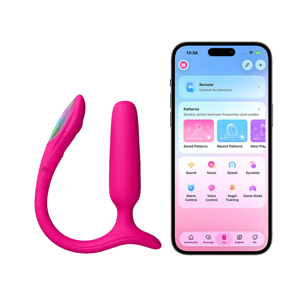 Lovense Lush Anal analvibrator sammen med Lovense Remote app til appstyring og fjernkontrol