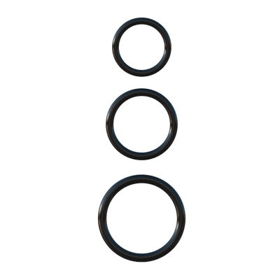 Sæt med tre Lovense penisringe i sort silikone. Forskellige størrelser giver fleksibilitet og sikker pasform, perfekt til at intensivere nydelse og støtte erektion under brug af sexlegetøj.