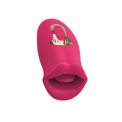 Oral Fun Vibrator set skråt forfra med betjeningspanel, læber og tunge