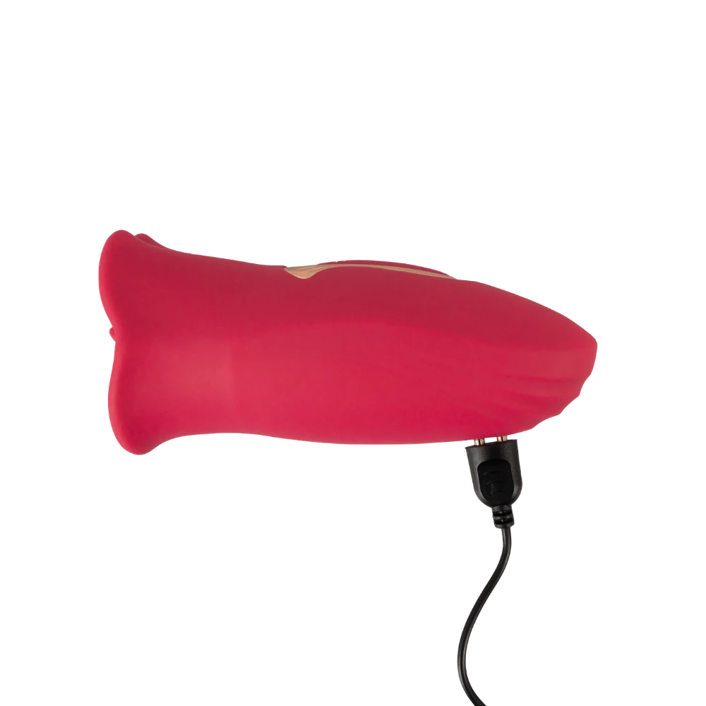 Oral Fun Vibrator set fra siden med magnetisk oplader tilsluttet