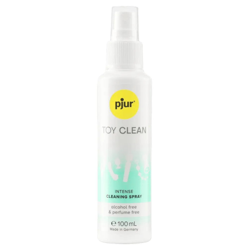 pjur Toy Clean rengøringsspray i 100 ml flaske. Alkoholfri og parfumefri formel, velegnet til skånsom rengøring af intimprodukter. Dermatologisk testet og fremstillet i Tyskland.