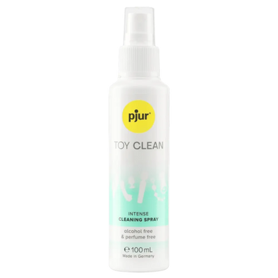 pjur Toy Clean rengøringsspray i 100 ml flaske. Alkoholfri og parfumefri formel, velegnet til skånsom rengøring af intimprodukter. Dermatologisk testet og fremstillet i Tyskland.