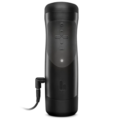 The Handy 1 med emballage set forfra. Viser det stilrene design og minimalistiske kontrolpanel med tydeligt logo og LED-lys.