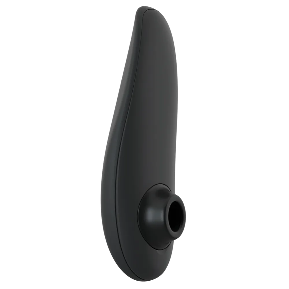 Womanizer Classic 2 i sort sideprofil med lufttryksmundstykke, ergonomisk form og diskret stimulation via Pleasure Air-teknologi