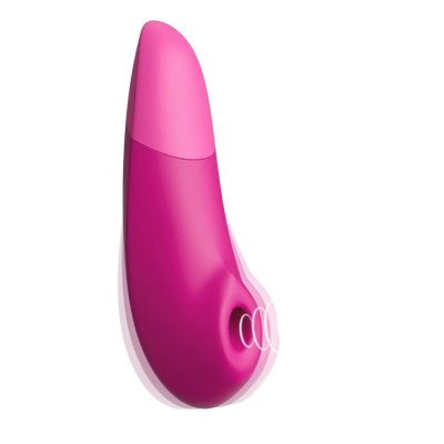 Womanizer Enhance vibrator i pink vist i produktvisualisering med lufttryksbølger, et stilfuldt sexlegetøj designet som intimprodukt til sanselig stimulering, tryg selvforkælelse og moderne wellness med innovativ teknologi.