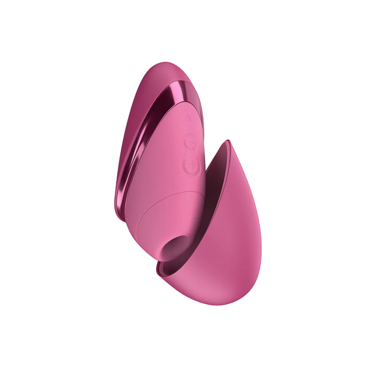 Womanizer Next Liberty med aftageligt beskyttelsescover åbent omkring lufttryksvibratoren